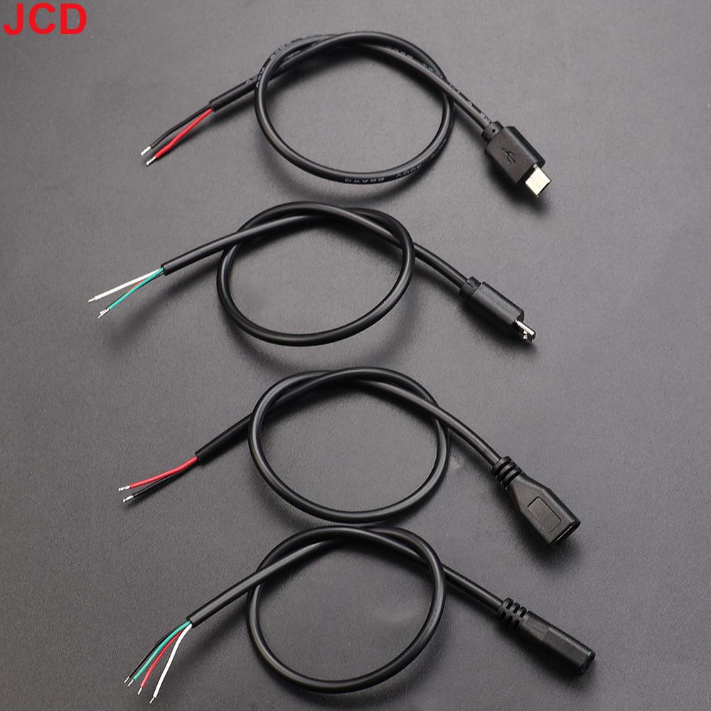 5pcs 2Pin 4Pin Micro USB / Type C Charger Connector USB 2.0 Type A Male Female Power Supply Extension Cable Wire DIY Data Line