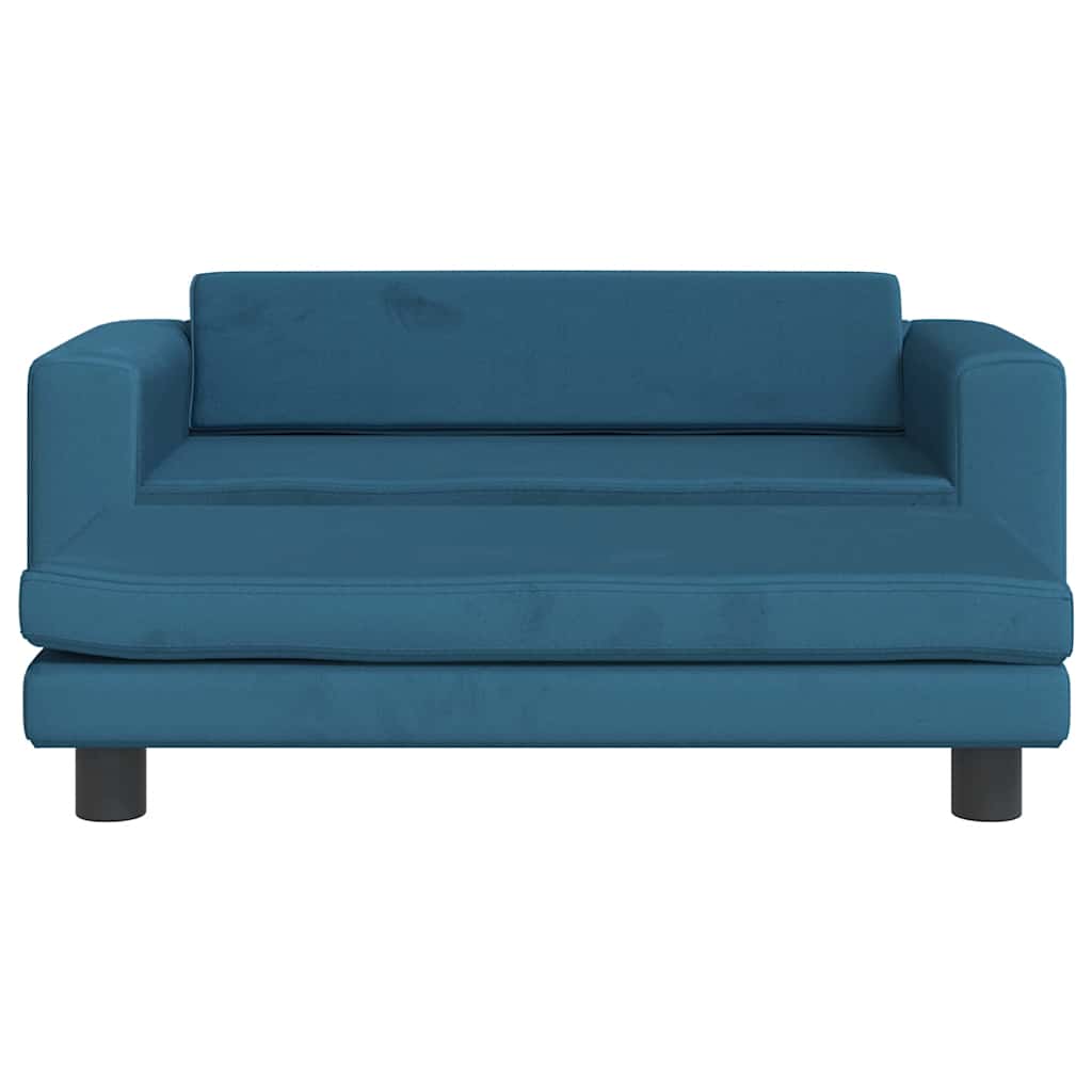 Vidaxl Sofa Dziecięca Z Podnóżkiem, Niebieska, 100X50X30 Cm, Aksamit