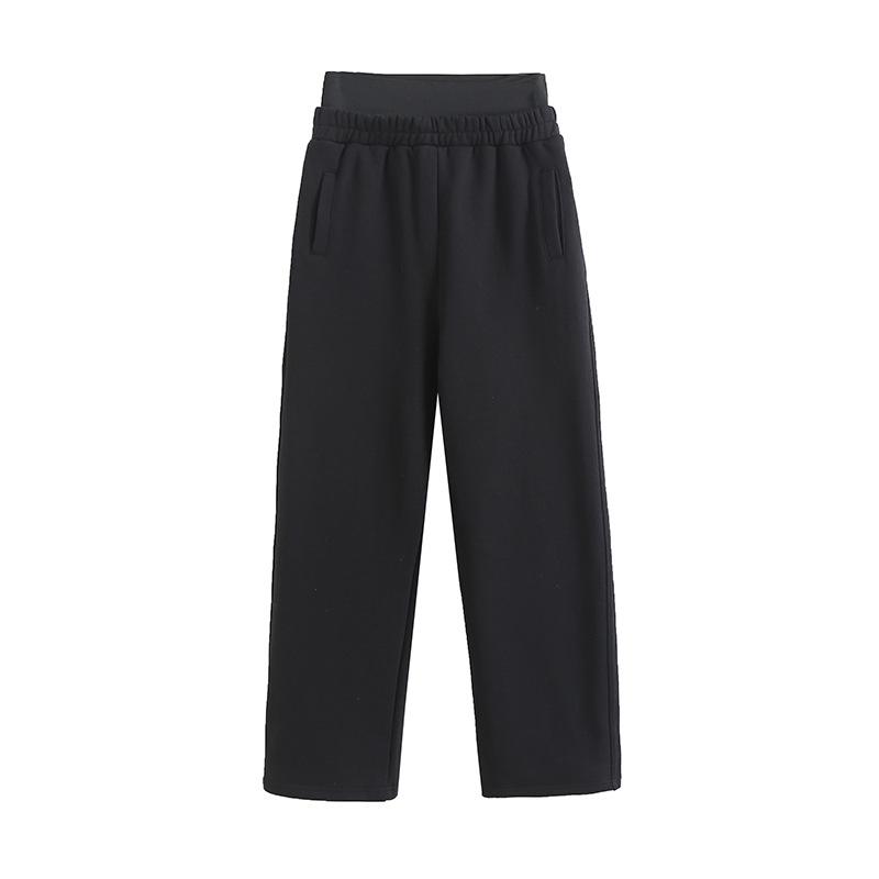 

Женские спортивные штаны из флиса с двойной талией: Стиль американской горячей девушки на осень/зиму 2023 года M чёрный