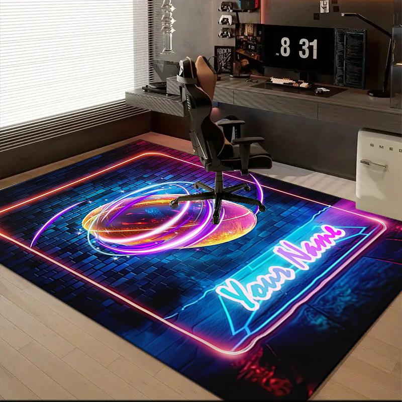 1PC Custom Name Neon Lights Dreams Theme Floor Mat Ideal for Living Room, Game Rooms, Office, Bedroom Floor Mat Playful Design