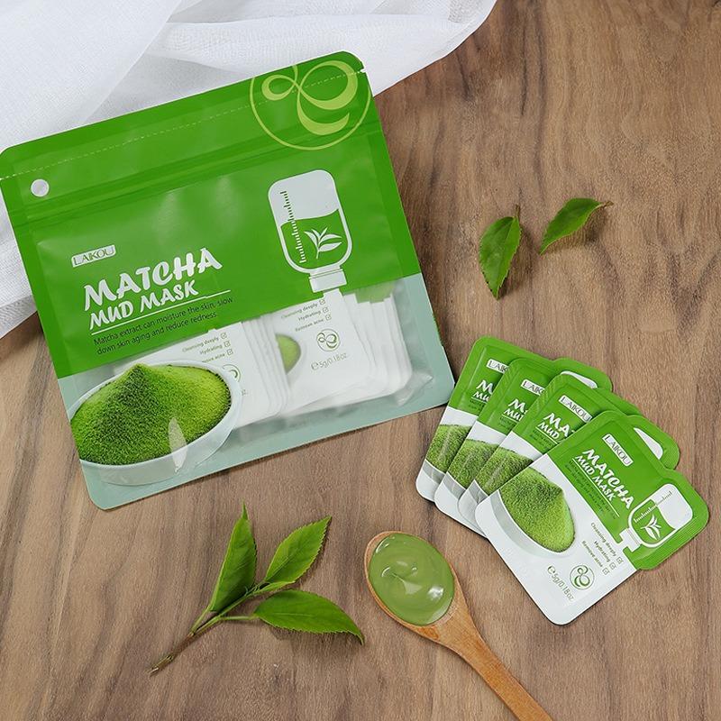 12 Pack of Refreshing Matcha Mud Mask Sachets - 5g Each - Deep Cleansing and Moisturizing