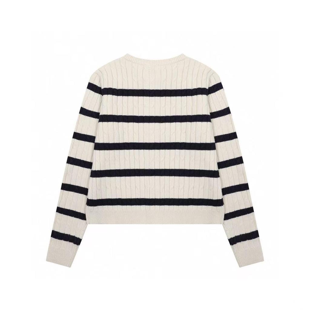 26s CrossMARDI Women's Striped Daisy Cardigan – Trendy, Versatile Knitwear with Round Neck and Single-Breasted Design