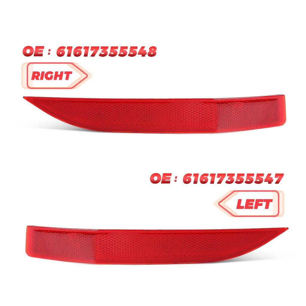 2Pcs Reflective Strips For BMW X1 F48 16D 16I 18D 18I 20D 20DX 25i 28i 2014- Rear Bumper Stop Light 61617355547 61617355548