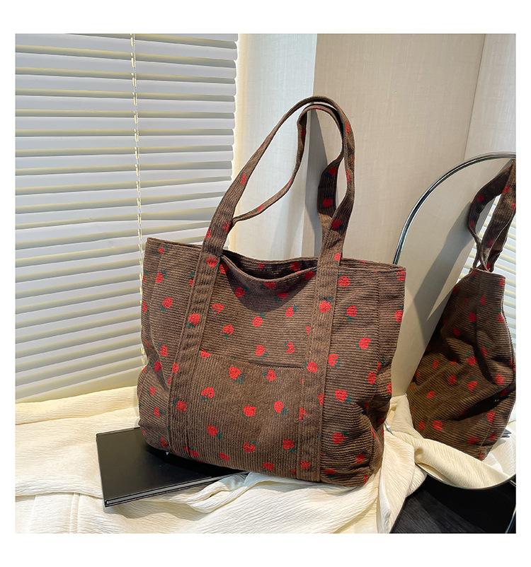 Клубника Вельветовая Сумка Сладкая Женская Сумка Модная Универсальная Сумка Через Плечо Красивые Простые Женские Сумки-Тоут для Поездок на Работу коричневый