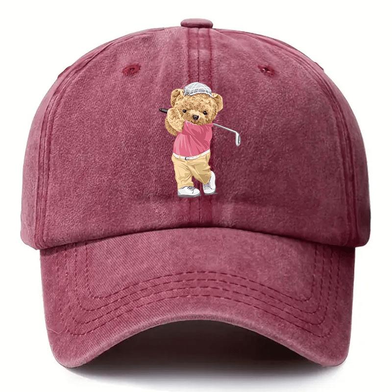 

Регулируемая легкая бейсболка с милым принтом в виде мультяшного медведя для гольфа, дышащий шестипанельный дизайн для гольфа, рыбалки One Size