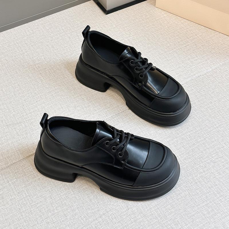 

Кожаные мокасины женские, цветные туфли на платформе в студенческом стиле, туфли Мэри Джейн женские, туфли-маффины с круглым носком, маленькие кожаные туфли женские 40 чёрный