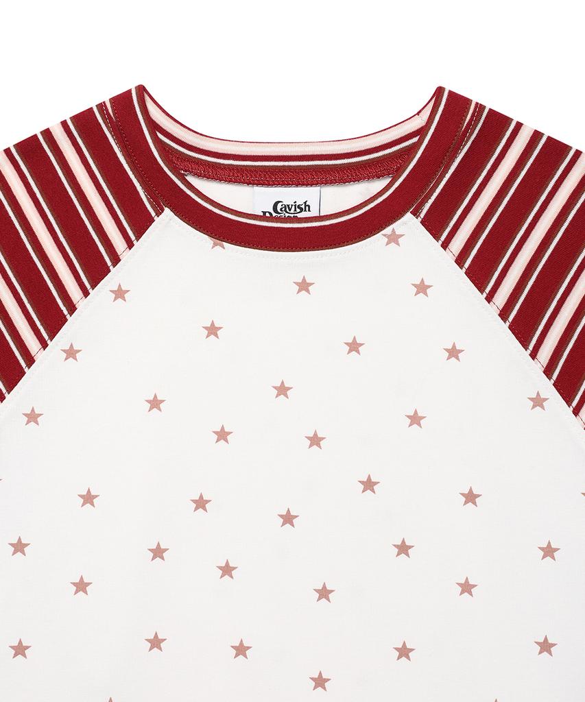 CAVISH Striped Star Raglan Ls Tee White(Cv2Gsft550A)