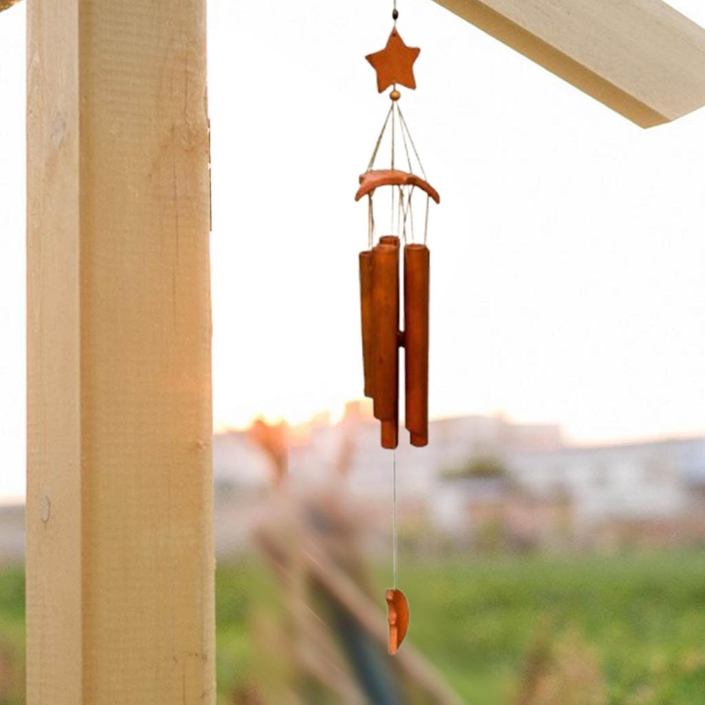 Bamboo Wind Chimes Handcrafted Decorative Crafts Simple Bless Hanging Wind Bell for Indoor Home Decoration Patio Outside Balcony