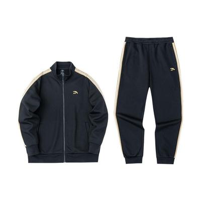 Pruhovaný potisk loga Ležérní bunda a sportovní dlouhé kalhoty set Pánský set bunda a kalhoty Černá Zlatá 952248741-3