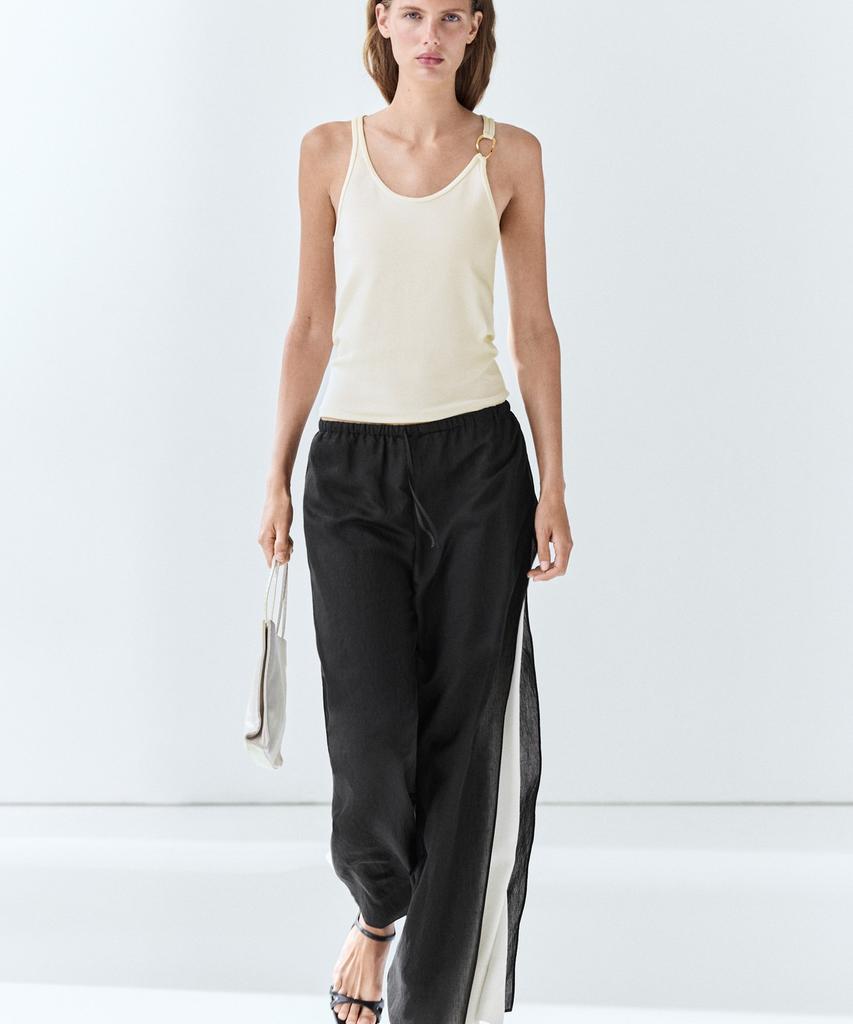 Masimodutti Fluid Pintuck Wide Leg Pants