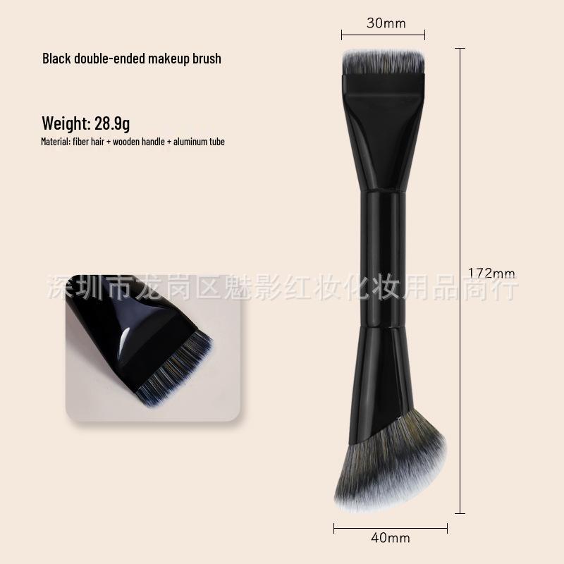 Dual-Ended Foundation and Contour Brush: Multi-Functional Professional Makeup Tool for Blush, Powder, and Contouring.