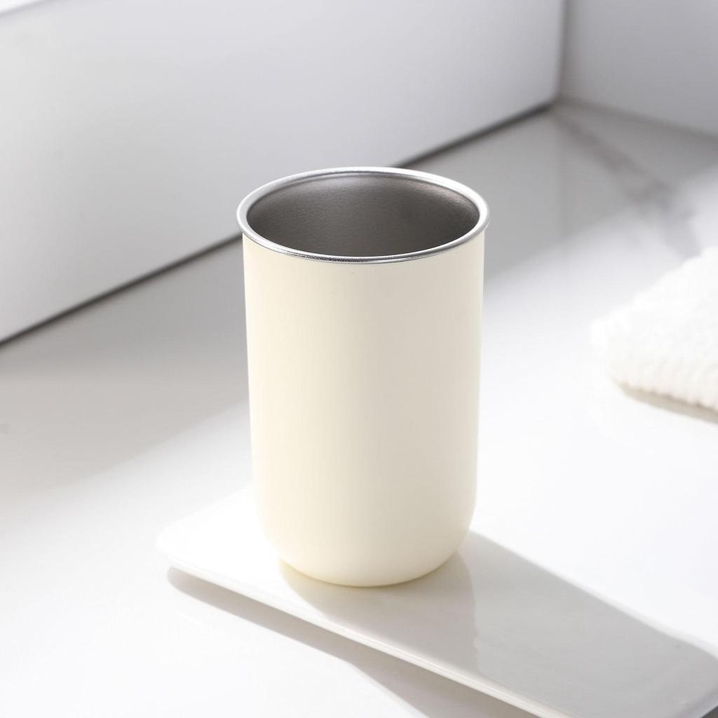 Minimalist Stainless Steel Toothbrush and Rinse Cup Set for Couples and Kids