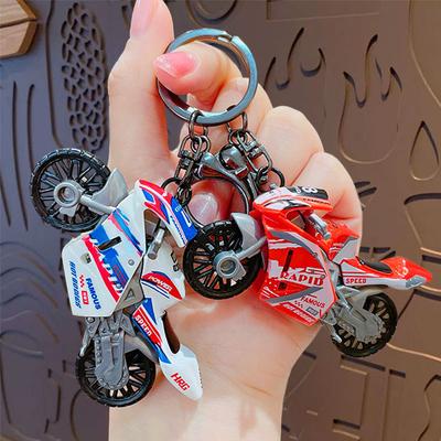 Cartoon Simulation Trendy Cool Motorcycle Keychain Schoolbag Pendant Couple Keychain Bag Pendant Small Gift