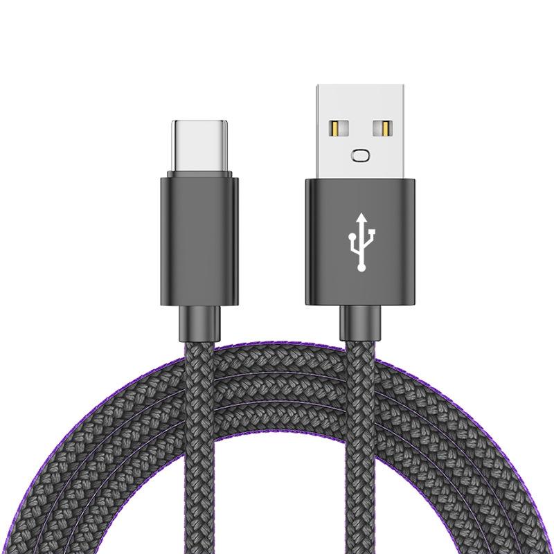 Nylon Data Cable Fast Charger USB A To Type C Charging Cable For Huawei Samsung Android Phone TypeC Charging Device 1M 2M 3M