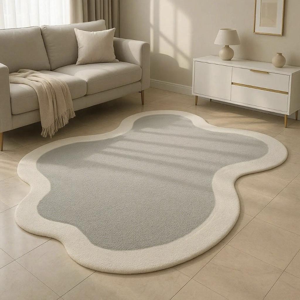 Nordic Irregular Plush Carpet Thick Soft Fluffy Area Rug for Bedroom Living Room Washable Floor Mat