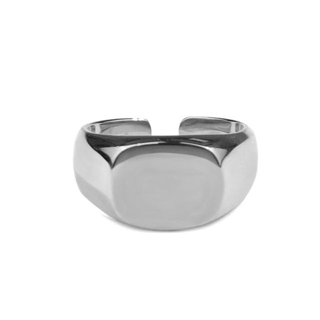 

ANENJERY кольцо-печатка для женщин и мужчин, гладкое квадратное кольцо, геометрическое ювелирное изделие для вечеринки, подарки Resizable