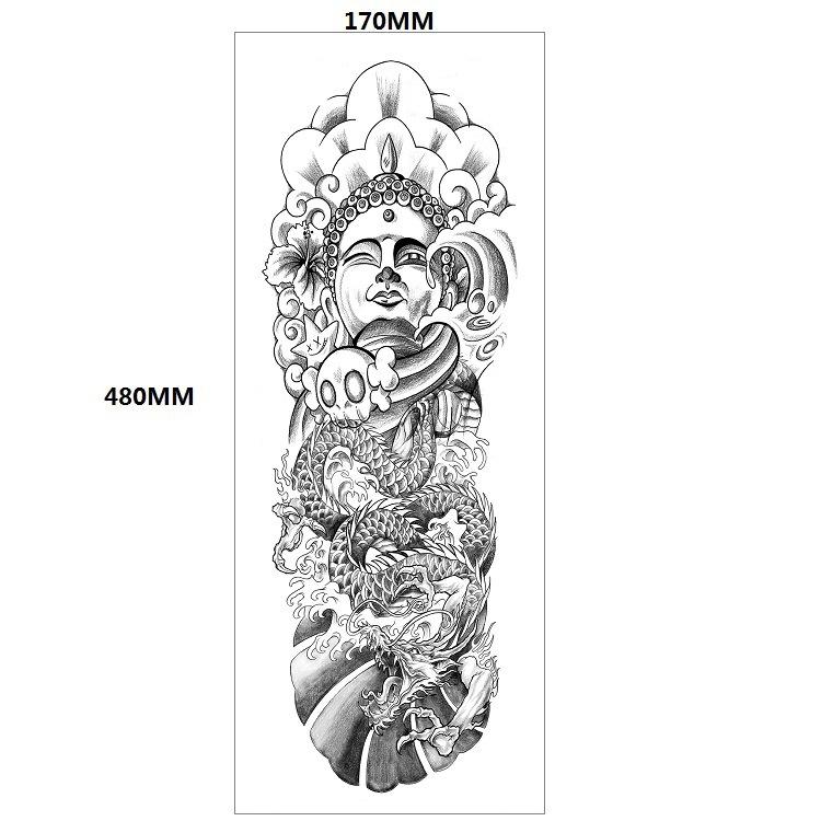 Lion Tiger Head Large Pattern Waterproof Full Arm Tattoo Sticker Flower Arm Large Pattern Water Transfer Wind Sticker