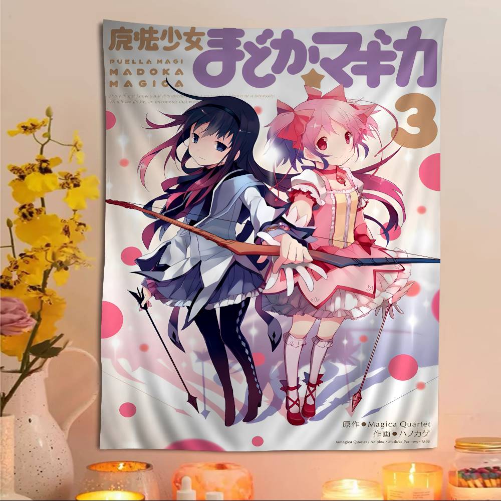 Puella Magi Madoka Magica Printed Large Wall Tapestry Art Science Fiction Room Home Decor Decor Blanket