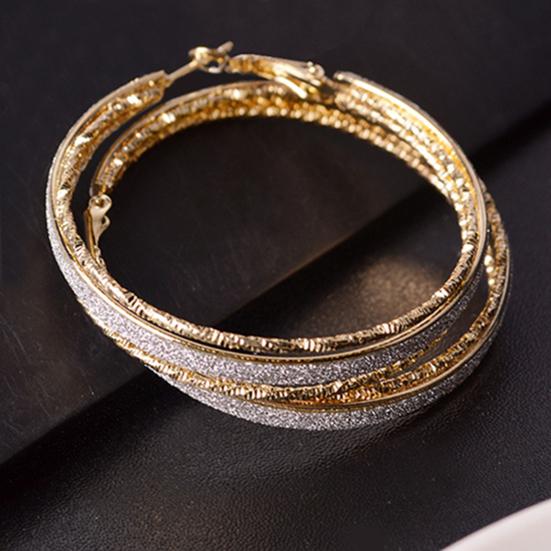 Smart Vintage Alloy Dull Polish Drop Ear Round Big Circle Hoop Earrings Jewelry