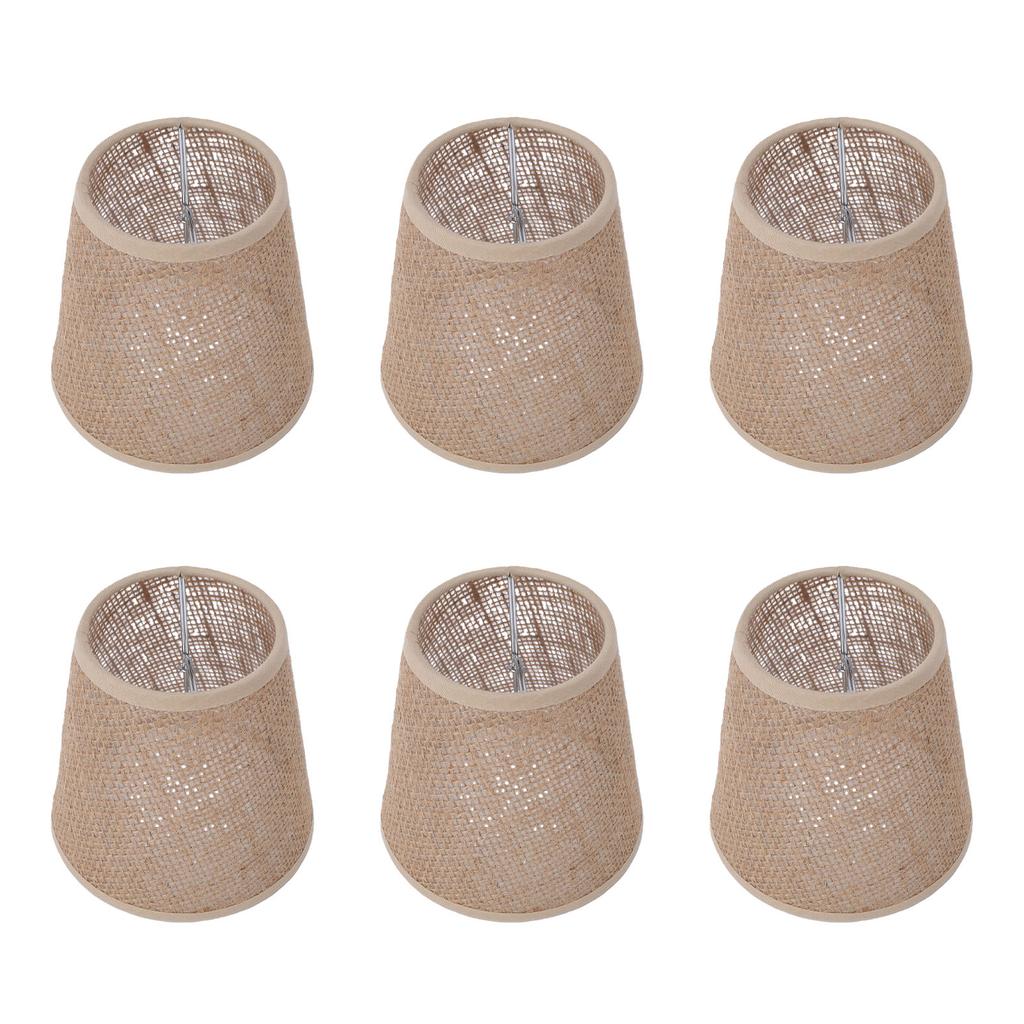 6pcs Chandelier Lamp Shades Set Elegant E14 Natural Jute Rope Clip On Bulb Lampshades for Chandelier