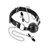 Ball Gag with Holes and Nipple Clamps TU Black