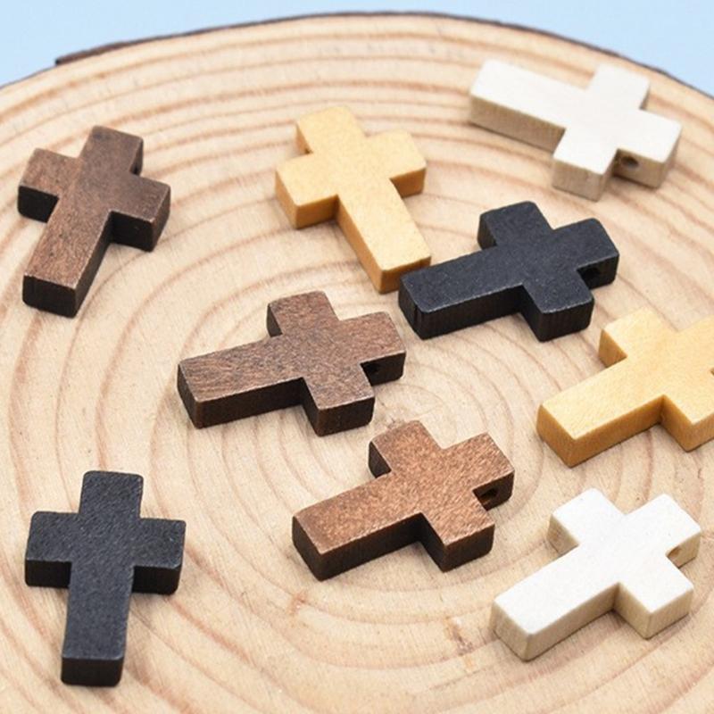 Paintable Mini Wooden Prayer Crosses Pendants,Diy Craft Charms Small Wooden Crosses with Flat Sanded Sides and Top Holes for Creative Handmade Jewelry