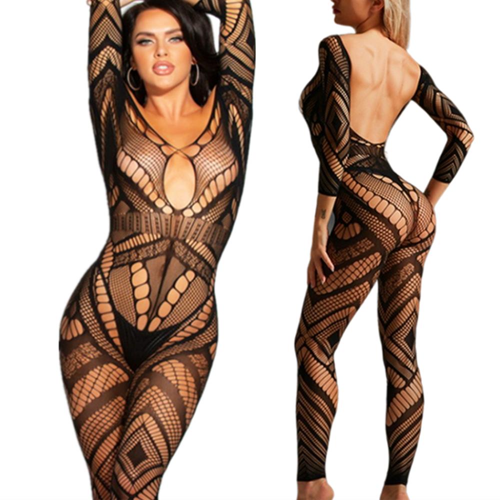 Plus Size Sexy Body Stockings Lingerie For Woman Jumpsuit Transparent Erotic Babydoll Teddies Bodysuit Nightclub Exotic Costumes