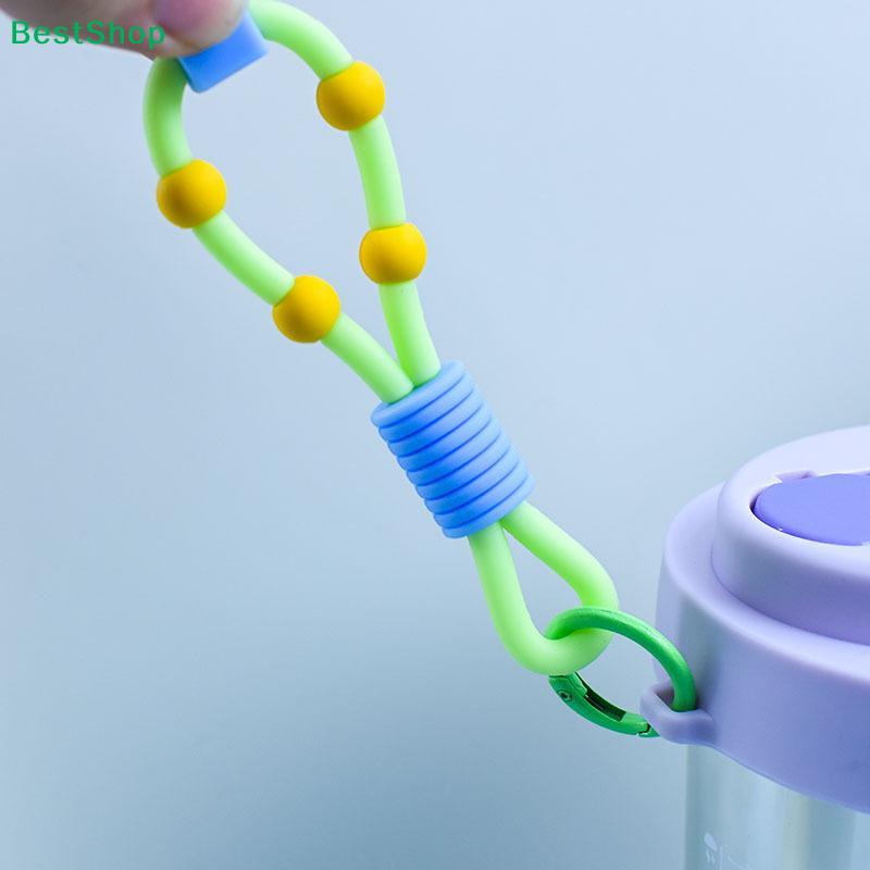 Flexible Silicone Water Bottle Strap, Beaded Handheld Lanyard with Keychain for Water Bottles, Tumblers and Daily Use