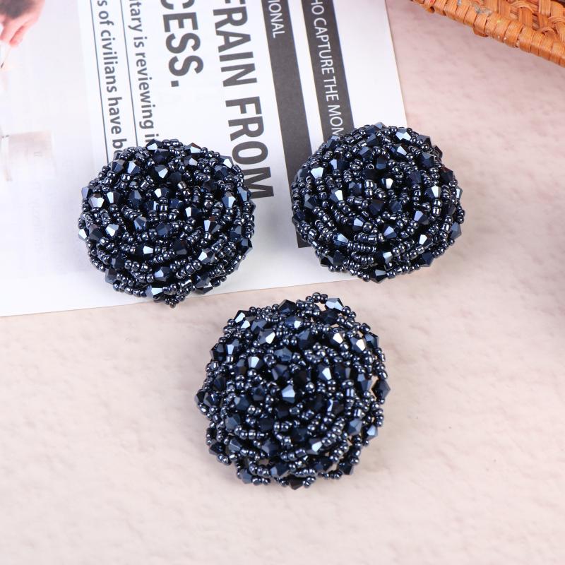 3Pcs 3cm/4.3cm High Quality Fashion Bead Button Pearl Crystal Decoration Buckle Corsage Accessories Apparel Coat Button
