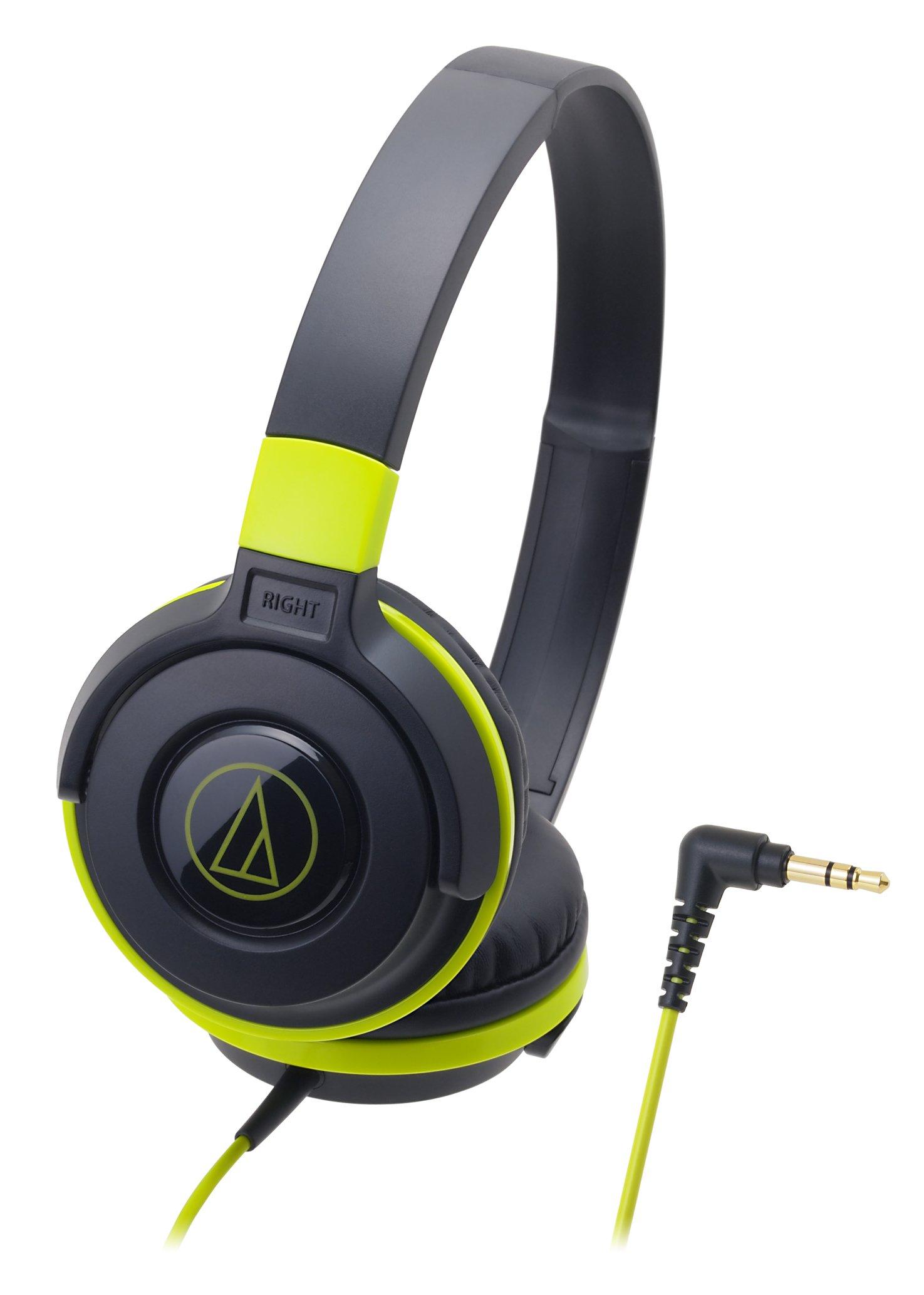 

Audio Technica ATH-S100 BGR Headphones Wired STREET MONITORING Portable On-Ear Headphones Black Green