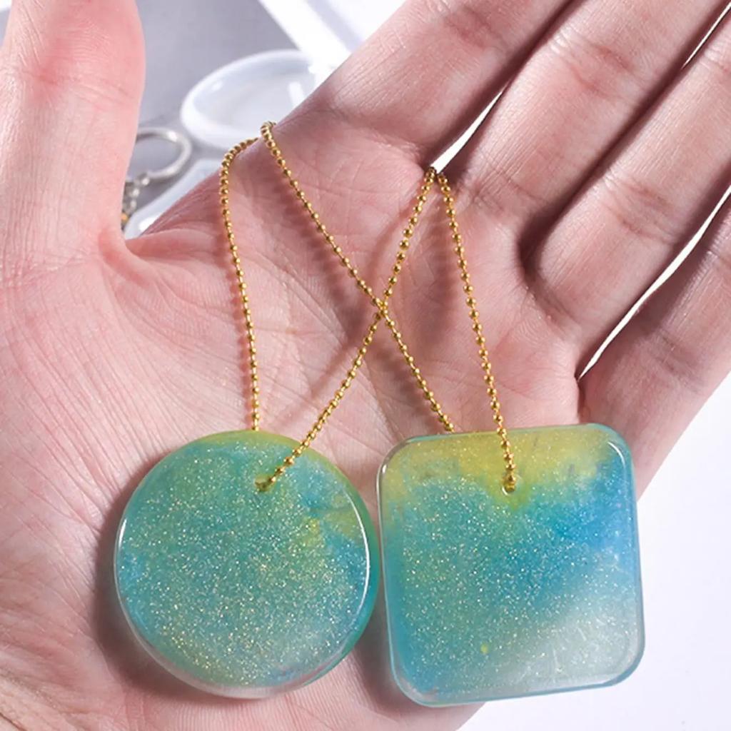 6pcs/1set-Pendant Silicone Mold DIY Oval Square Crystal Gemstone Shaped Necklace Keychain Earring Pendant Mold Epoxy Mold