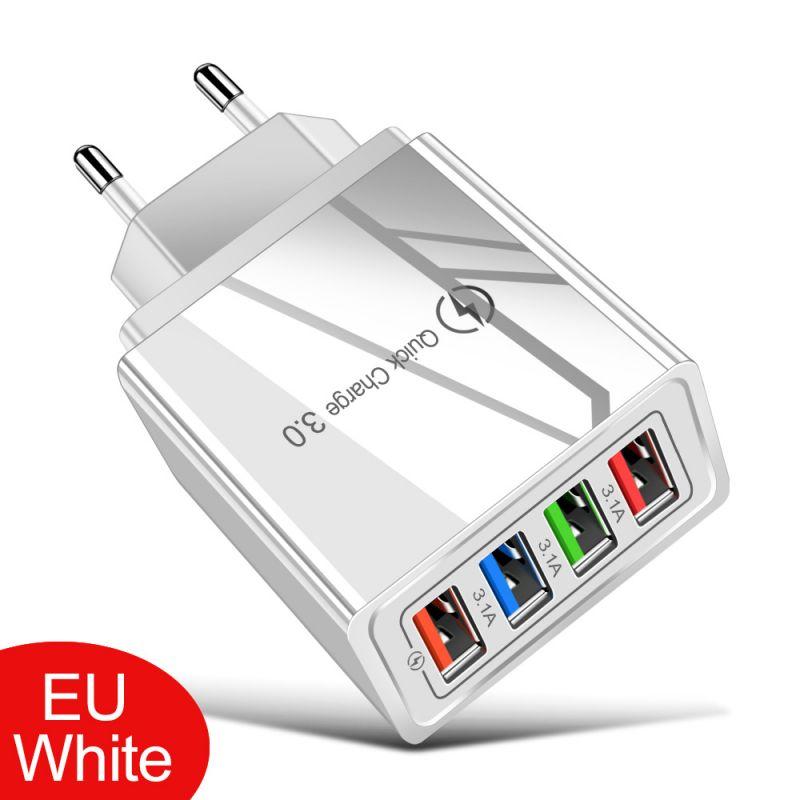 4 Port USB Charger Quick Charge 3.0 EU/US Plug Wall Charger For iPhone Samsung Xiaomi  OPPO USB Fast Charge Phone Charger
