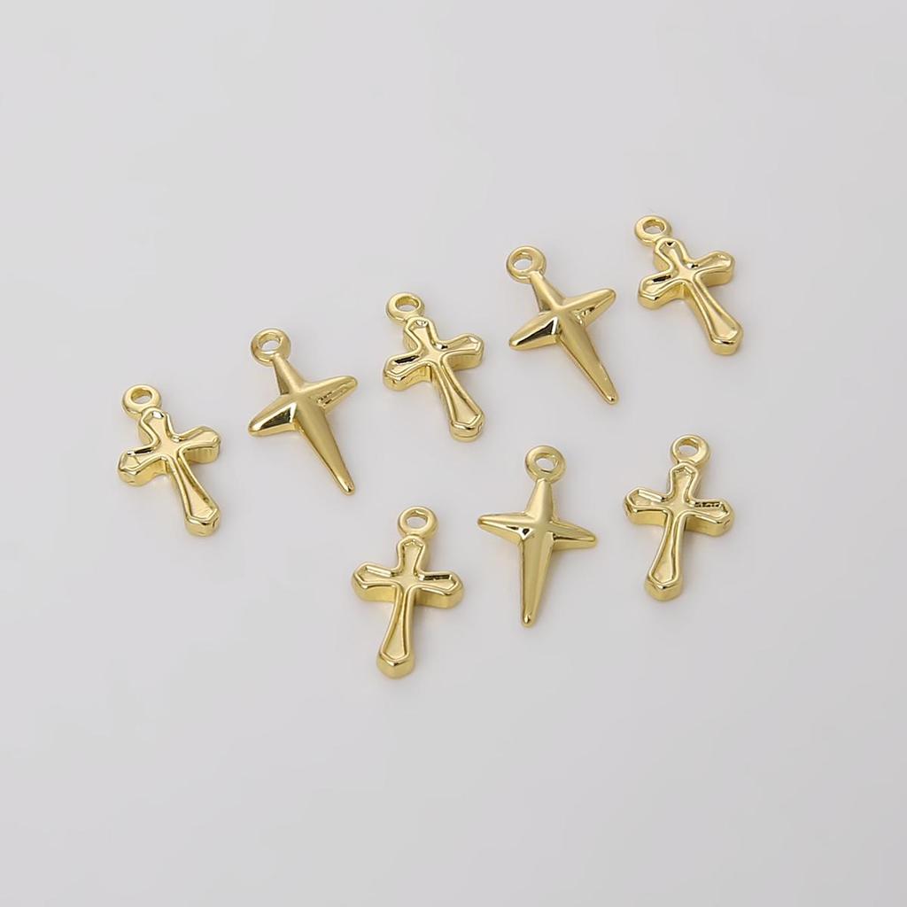 10 Stück Messing-Kreuz-Anhänger, winziger Anhänger für Ohrringe, Armbänder, DIY-Schmuckherstellung