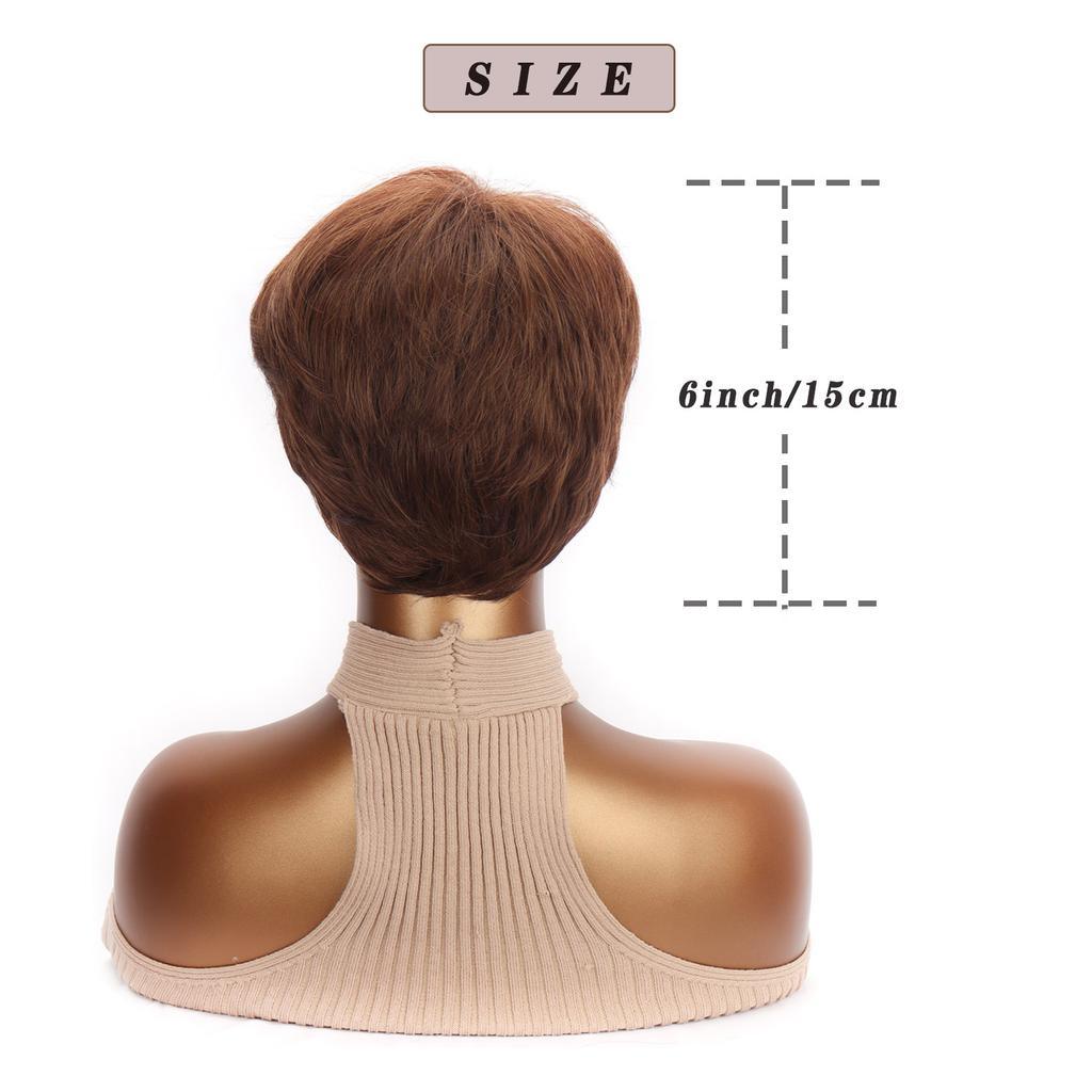 Krátké hnědé paruky pro bílé ženy Hnědé paruky Pixie střih s blond melírem Přirozeně vypadající syntetické vlasy Krátká paruka pro ženy