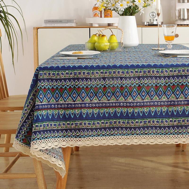 Cotton and Linen Tablecloth Fabric Net Red Girl Heart Plaid Desk Mat Rectangular Small Fresh Coffee Table Mat Table Cloth