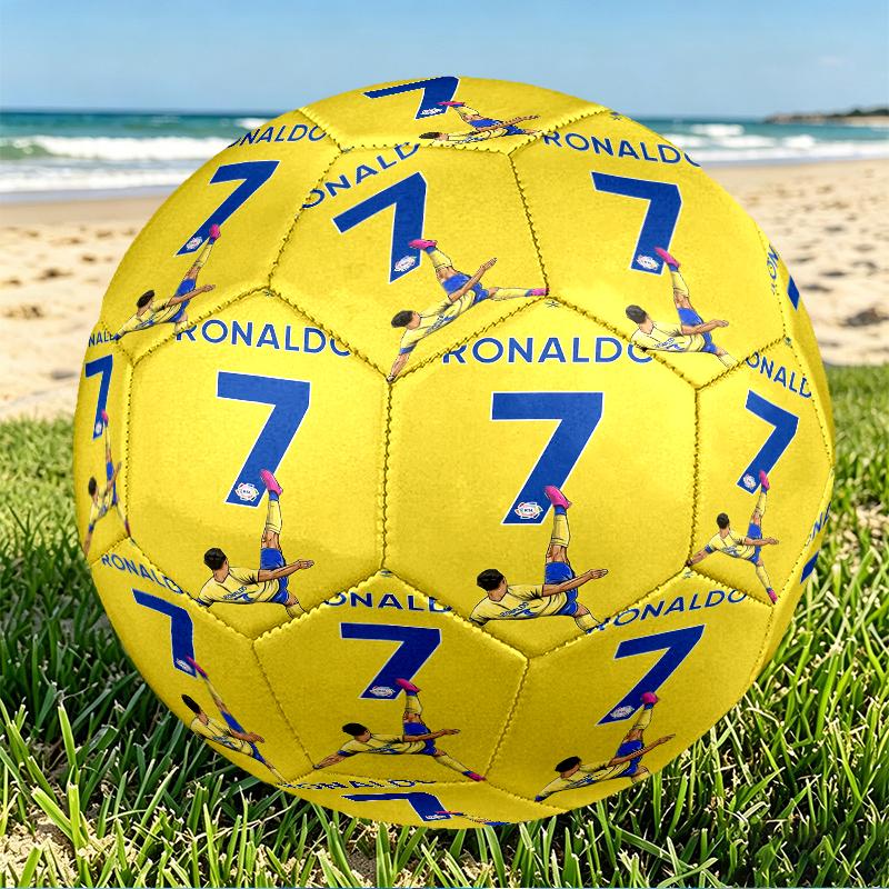 Cristiano Ronaldo Print Size 5 Soccer Ball, PU Wear Resistant Football for Match Training and Daily Practice, Birthday Gift for Soccer Fans