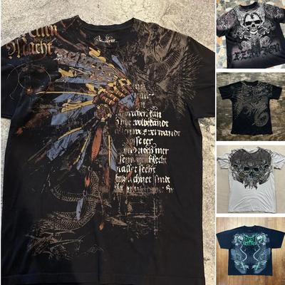 Camisetas Retro Affliction de los 2000 Verano Calle Gótico Retro Estampadas Camiseta Oversize Hombre Hip Hop Harajuku Punk Manga Corta Camisetas Ropa Mujer