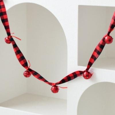2.7m Christmas Velvet Bell Strings Iron Bell Red Ribbons Bell Pendants Handmade Craft Xmas Tree Hanging Bells Car Holiday