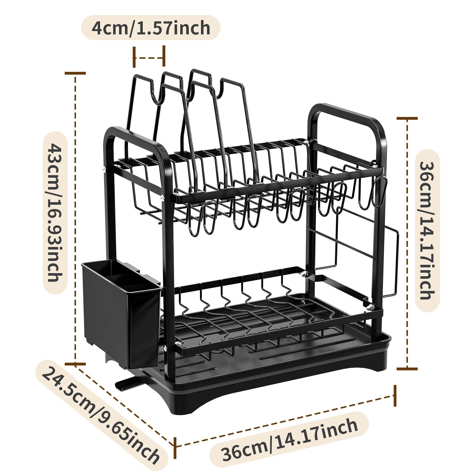 

Double-layer square-tube door-style dish rack, pot lid holder, cabinet slide-out dish organizer for kitchen cabinets чорний