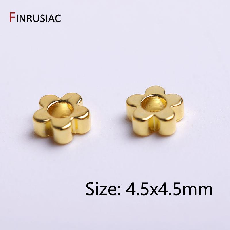 

5 Types Flat Beads 14K Gold Plated Brass Smooth Spacer Beads For DIY High Quality Jewelry Making Accessories Wholesale 10 pieces