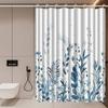 1pc Nordic Modern Fresh Blue Plant Flower Shower Curtain, High-End Elegant Bathroom Curtain, Bathroom Decoration Pattern