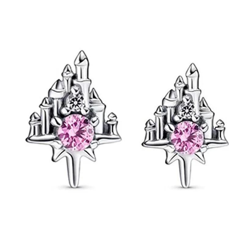 925 Silver Cute Shiny Stud Earring Bow Flower Unicorn Heart Shell Feather Fit Fashion Fine Jewelry Gift for Women