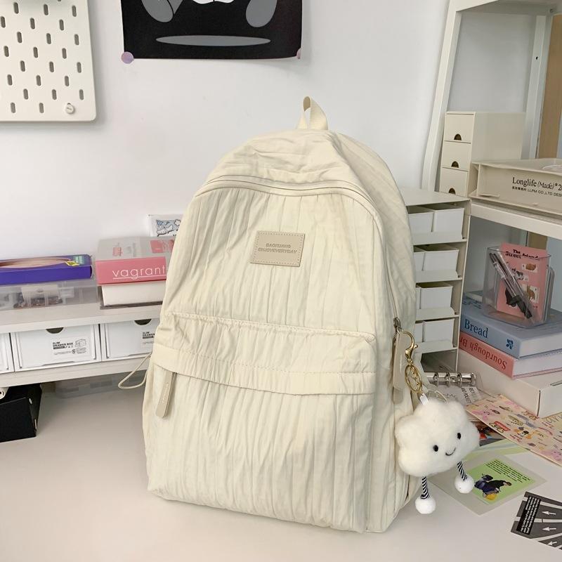 Junior High School Girls Schoolbag Girls Solid Color Versatile Large Capacity Backpack Small Fresh Travel Lightweight Backpack