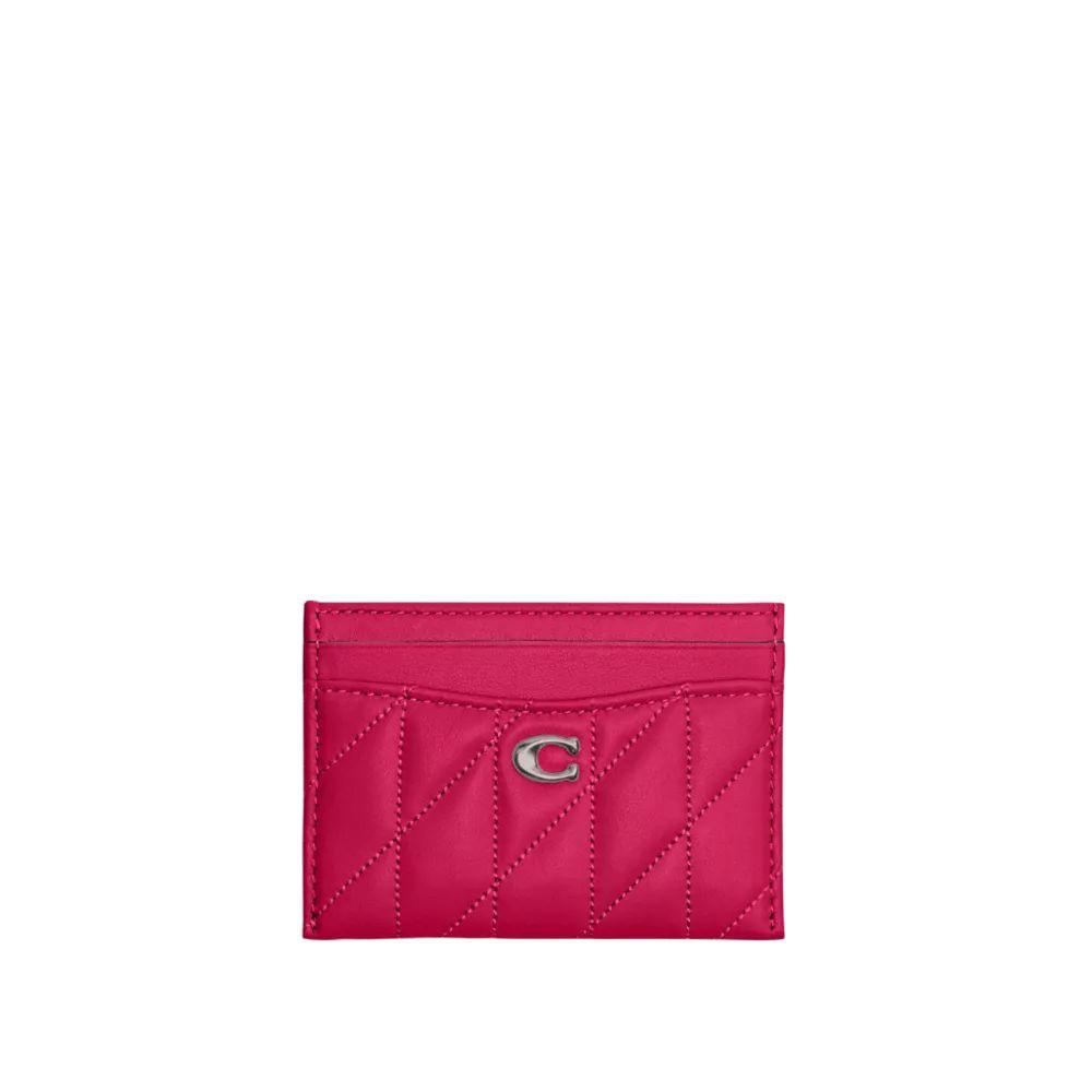 

Coach Card Case 11 Solid Color Silver Logo Striped Stitching Card Slot Leather Wallet Women Wallet Dragon-Fruit CM434-LHX1C Basic Set (Bag+Dust Bag)