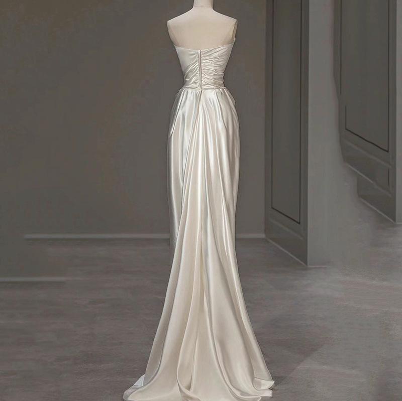 Satin light Hochzeitskleid Französisch weiß Super Fee Trägertop Mori Out Garn 1011 Neues Sommer-Lazy-Design-Kleid