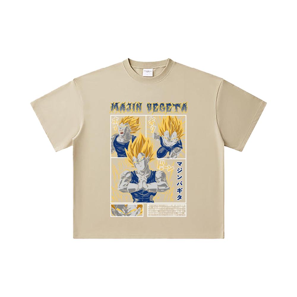 260 GSM Double Yarn 32 Count 100% Cotton Dragon Ball V45 Majin Vegeta Print Unisex Heavy Cotton T Shirt