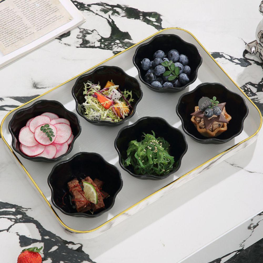 10 Piece Flower/Square Seasoning Dish Black Snack Bowl Multifunctional Fruits Bowl Hot Pot