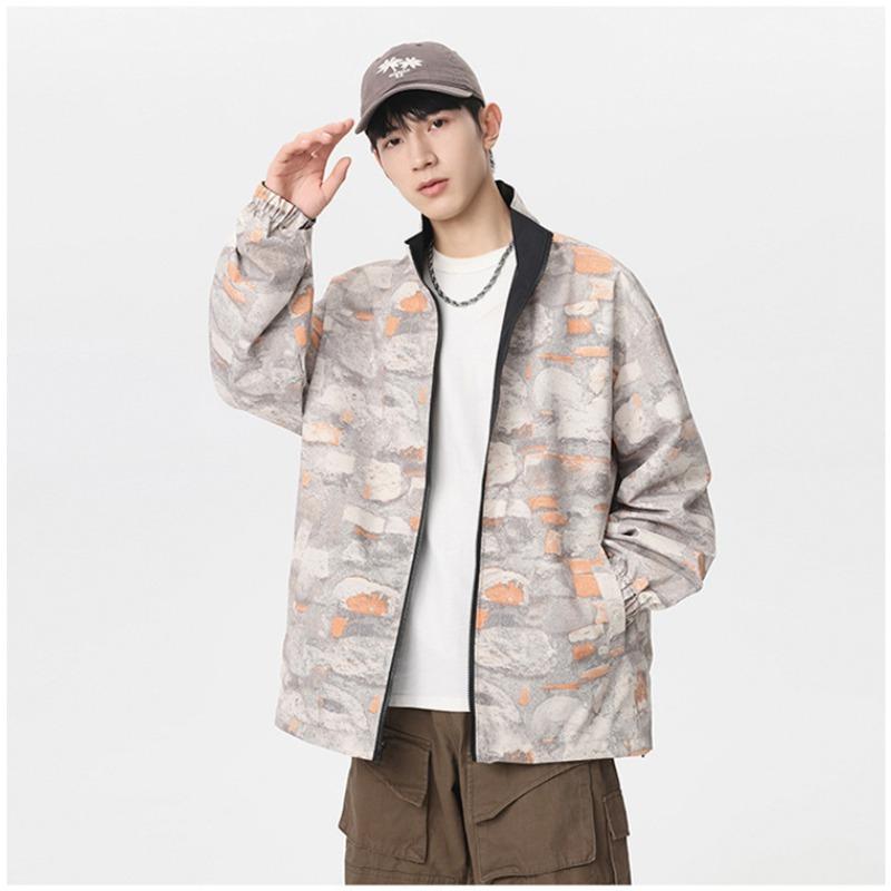 

Design Sense, пальто с обеих сторон, мужской верх Ruffian Handsome на весну и осень, свободная повседневная куртка с воротником-стойкой M