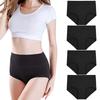 Women Underpants Hight Waist Shaped Cotton Elastic 5 PC Solid Color Briefs