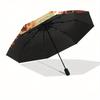 Flaming Skull with Pentagram Circular Wall Art PrintUmbrella, Portable 3-Fold Umbrella for Men & Women,Christmas Gift ES168
